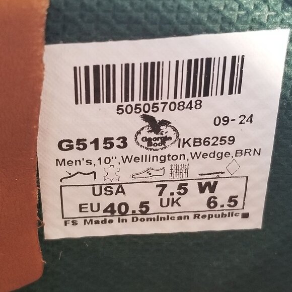 Georgia Wedge Work Wellington Mens Tan Leather Cowboy Western Boots 7.5 W G5153 - Picture 8 of 13